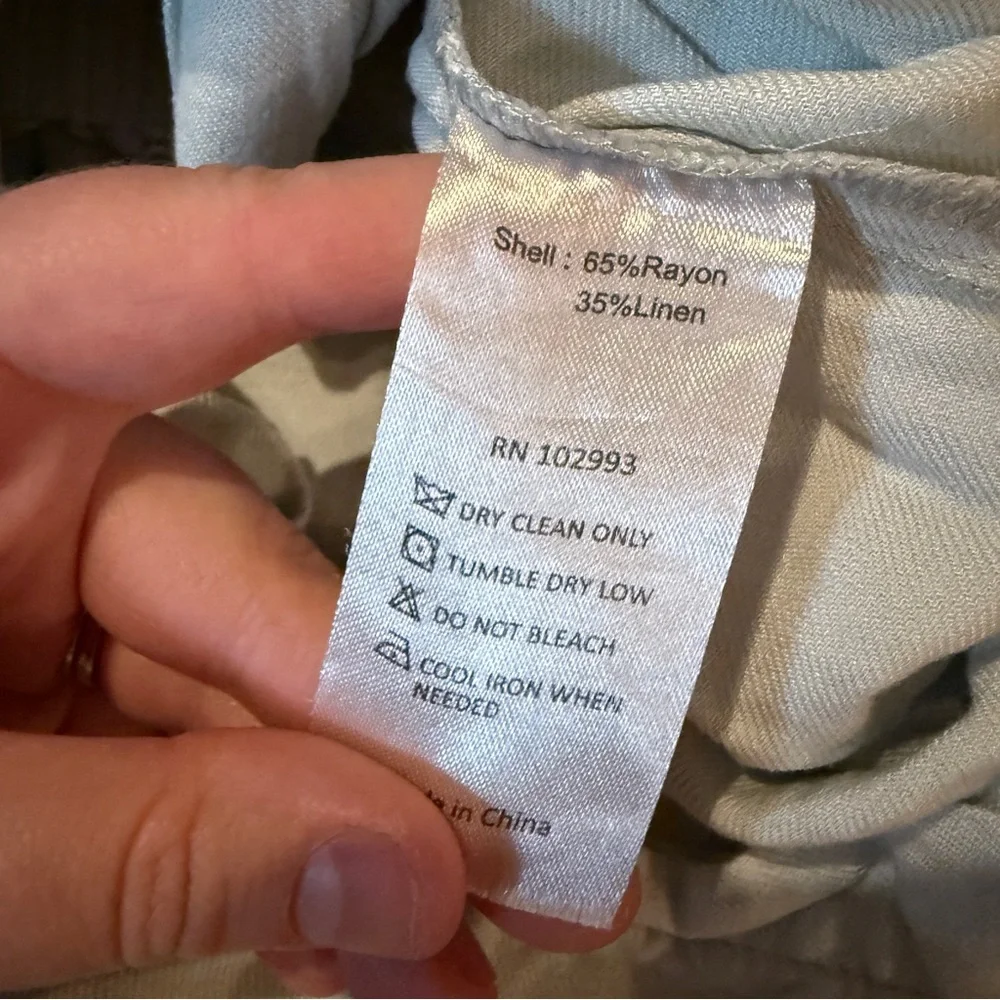 Thakoon Mint Green Romper Women’s Size 10 Linen‎ Blend Tie Front Elastic Waist - Picture 7 of 13